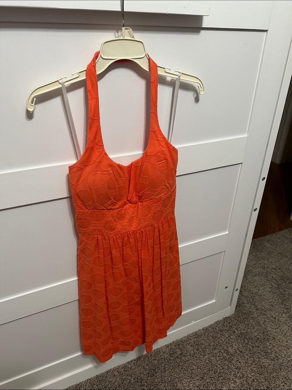 B. Smart Bright Orange Halter Mini Dress